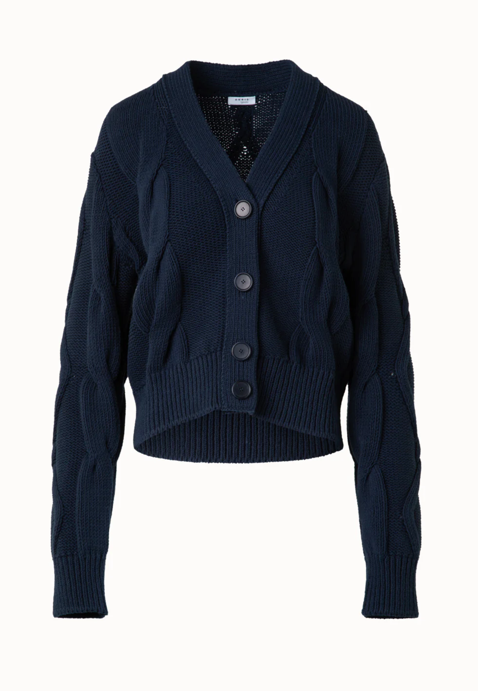 Chunky Cable Knit Cardigan-Clothing-Akris Punto-Navy-2-Mercantile Portland