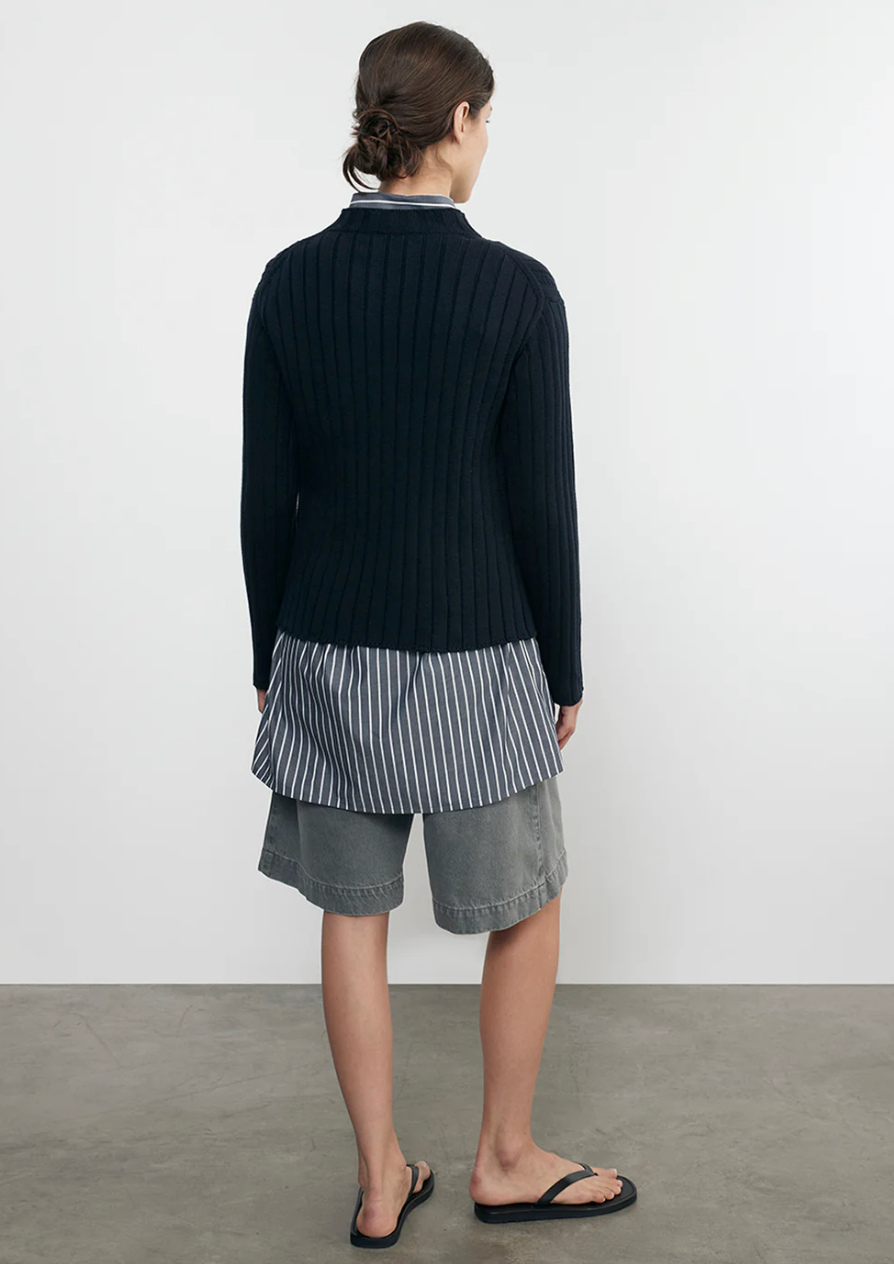 Chunky Cotton Fisherman Sweater-Clothing-Enza Costa-Indigo-XS-Mercantile Portland