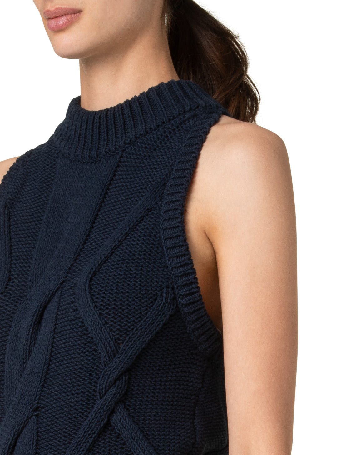 Chunky Mock Neck Top-Clothing-Akris Punto-Navy-2-Mercantile Portland