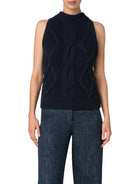 Chunky Mock Neck Top-Clothing-Akris Punto-Navy-2-Mercantile Portland