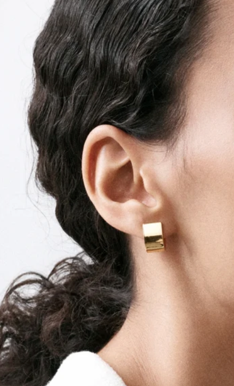 Chunky Square Huggie in Gold Vermeil-Jewelry-Otiumberg-Yellow Gold-OS-Mercantile Portland
