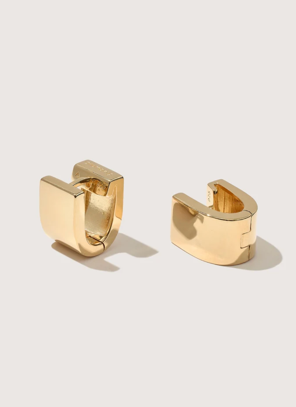 Chunky Square Huggie in Gold Vermeil-Jewelry-Otiumberg-Yellow Gold-OS-Mercantile Portland
