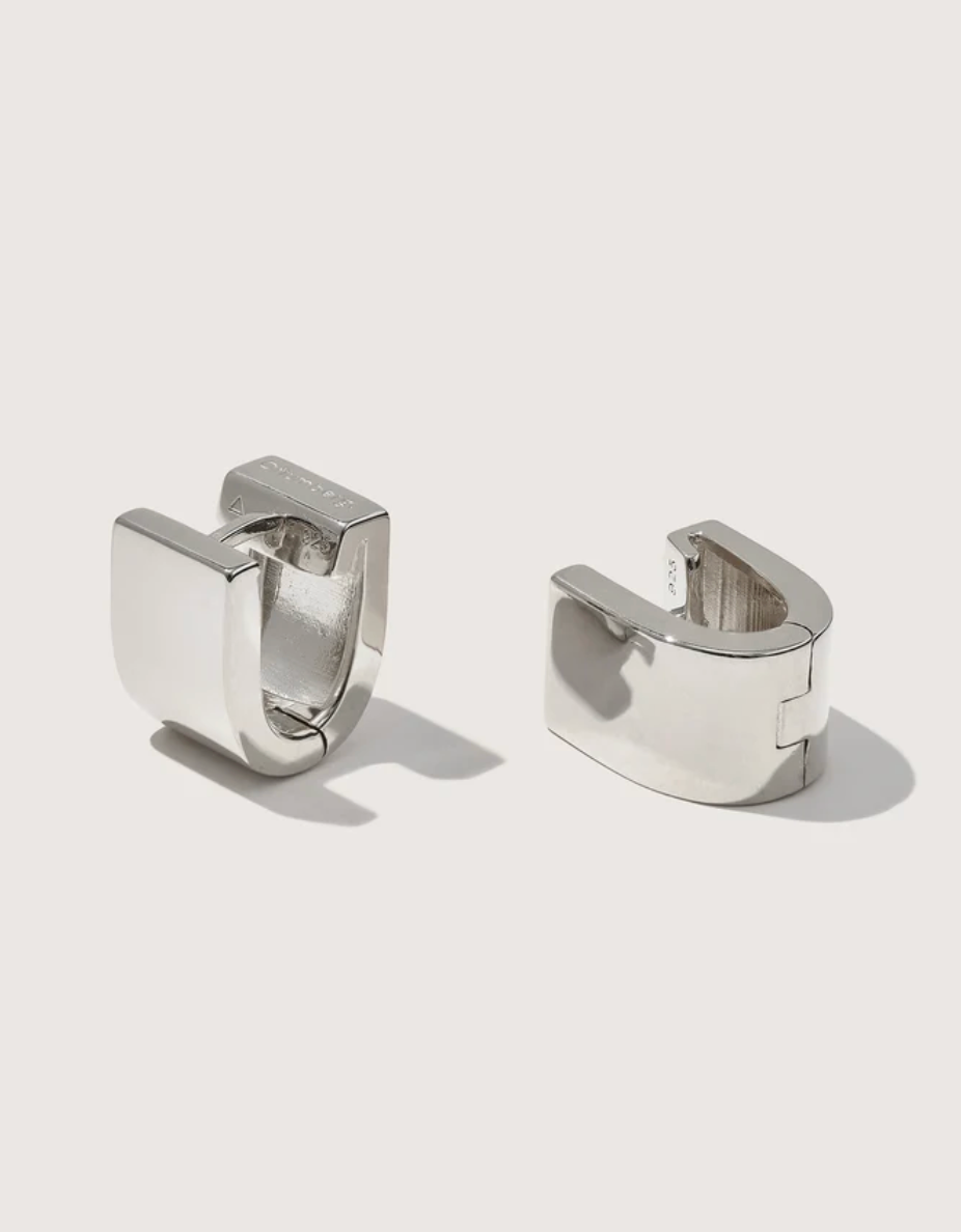 Chunky Square Huggies in Sterling Silver-Jewelry-Otiumberg-Silver-OS-Mercantile Portland