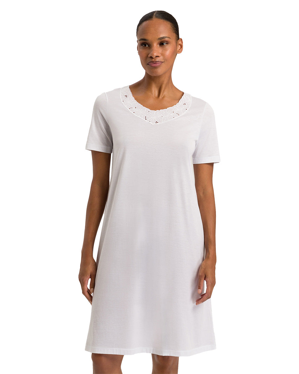 Clara Short Sleeve Nightgown-Sleepwear-Hanro-White-XS-Mercantile Portland