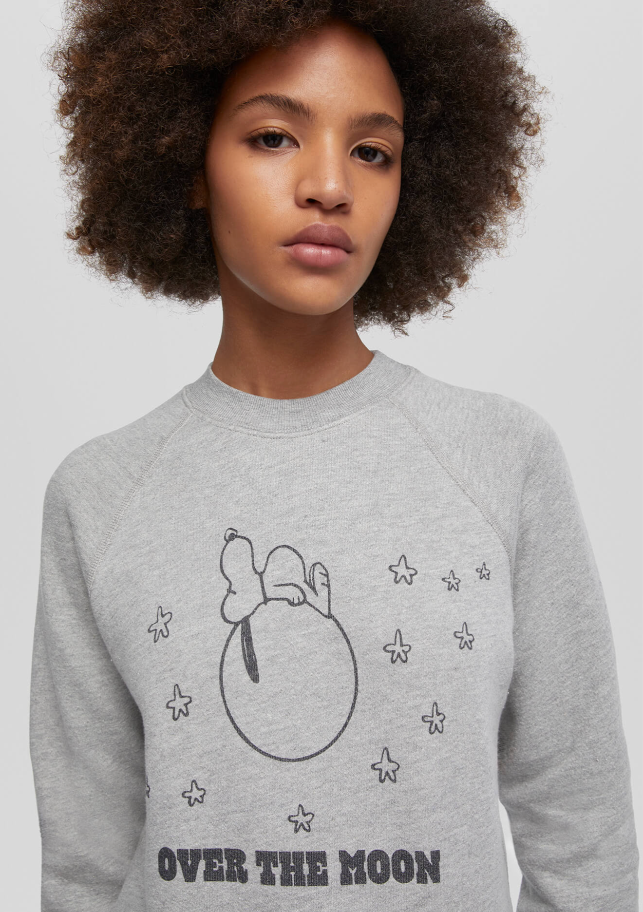 Classic "Snoopy Moon" Crewneck Sweatshirt-Clothing-Re/Done-Heather Grey-S-Mercantile Portland