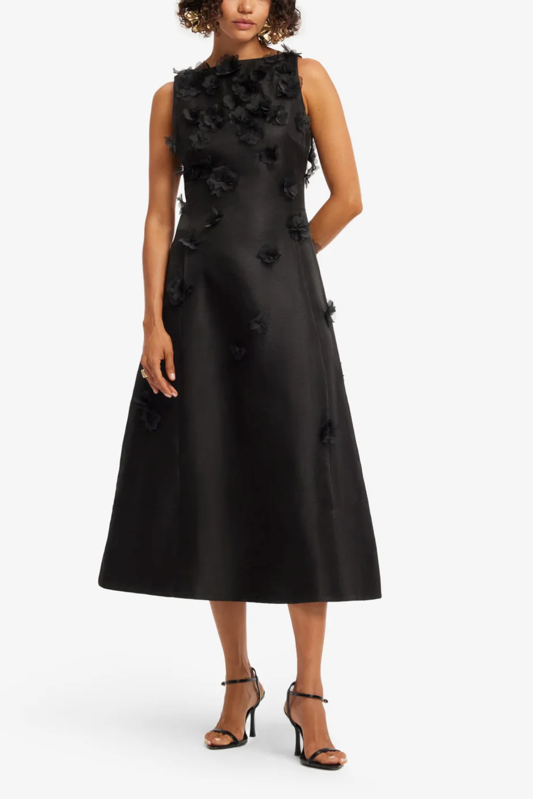 Cleo Petal Midi Dress-Dresses-LEO LIN-Ebony-4-Mercantile Portland