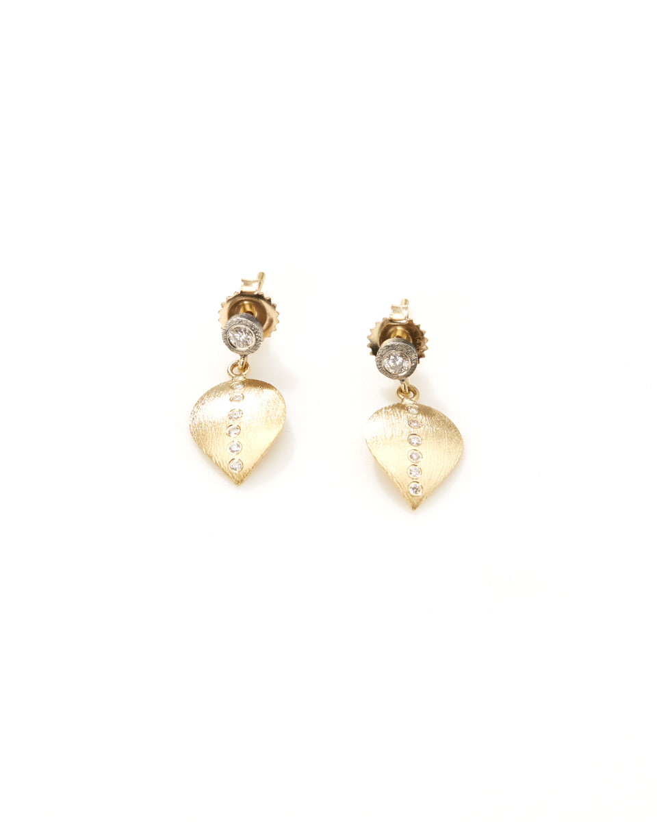 Cloe Leaf Shape Medium Drop Earring in Yellow Gold and Sterling Silver-Jewelry-Rene Escobar-Mercantile Portland