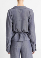 Collared Wrap Top-Clothing-Vince-Mid Indigo-XXS-Mercantile Portland