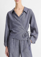Collared Wrap Top-Clothing-Vince-Mid Indigo-XXS-Mercantile Portland