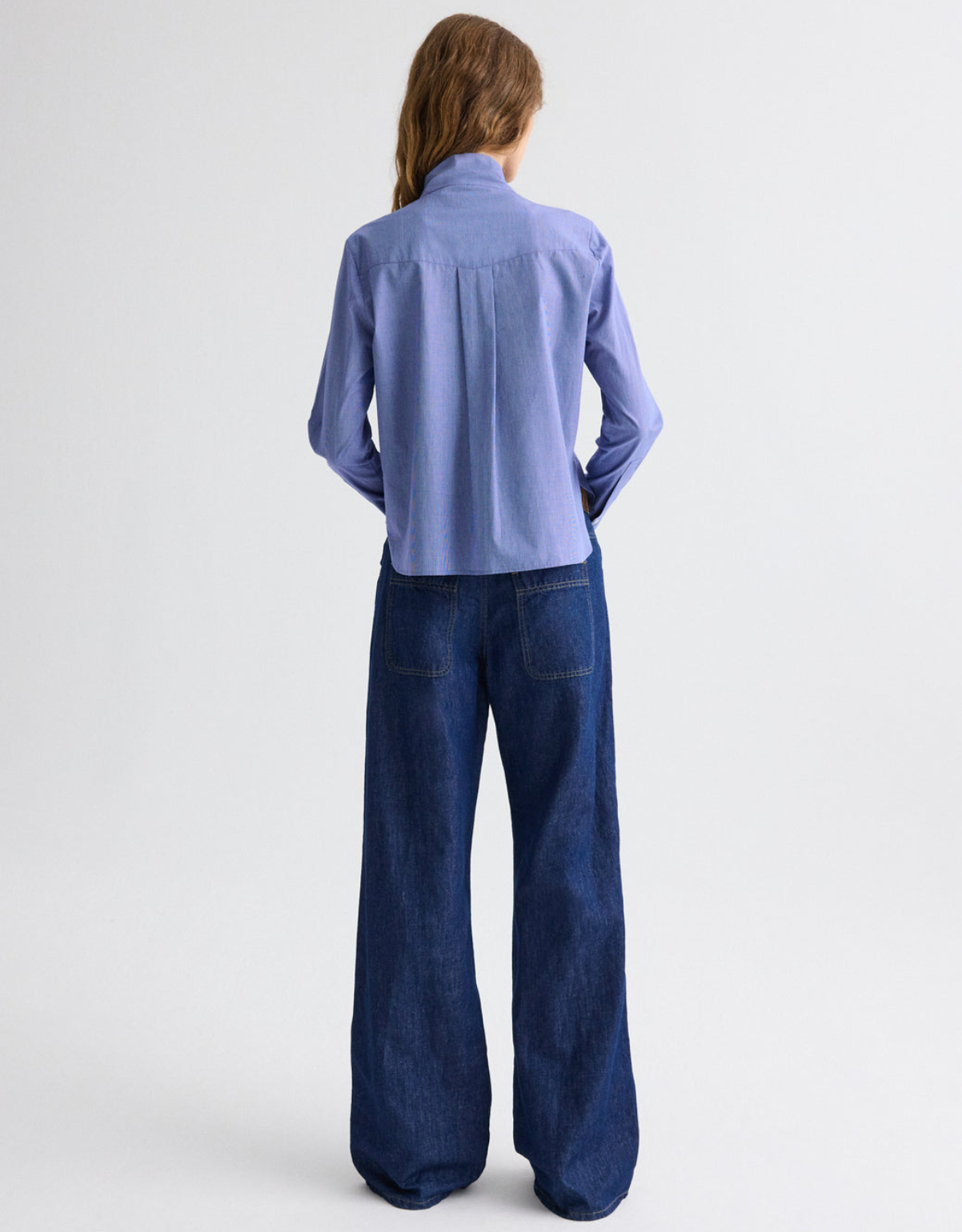 Connor Top in White/Navy Micro-Check-Shirts-TWP-White/Navy Micro-Check-XS-Mercantile Portland