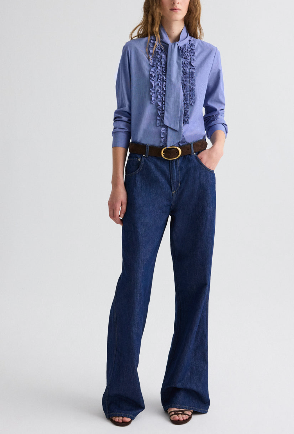 Connor Top in White/Navy Micro-Check-Shirts-TWP-White/Navy Micro-Check-XS-Mercantile Portland