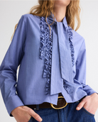 Connor Top in White/Navy Micro-Check-Shirts-TWP-White/Navy Micro-Check-XS-Mercantile Portland