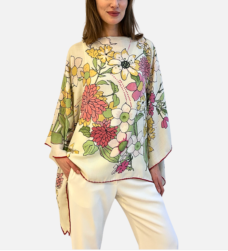 "Cosmo" Poncho in Ivory-Kaftans and Ponchos-Rani Arabella-Ivory-OS-Mercantile Portland