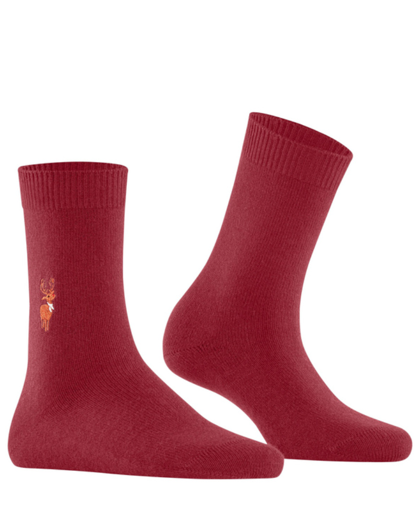 Cosy Wool Reindeer X-Mas Socks-Socks-Falke-Scarlet-5/7.5-Mercantile Portland