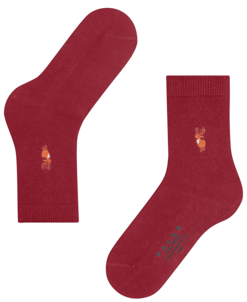 Cosy Wool Reindeer X-Mas Socks-Socks-Falke-Scarlet-5/7.5-Mercantile Portland
