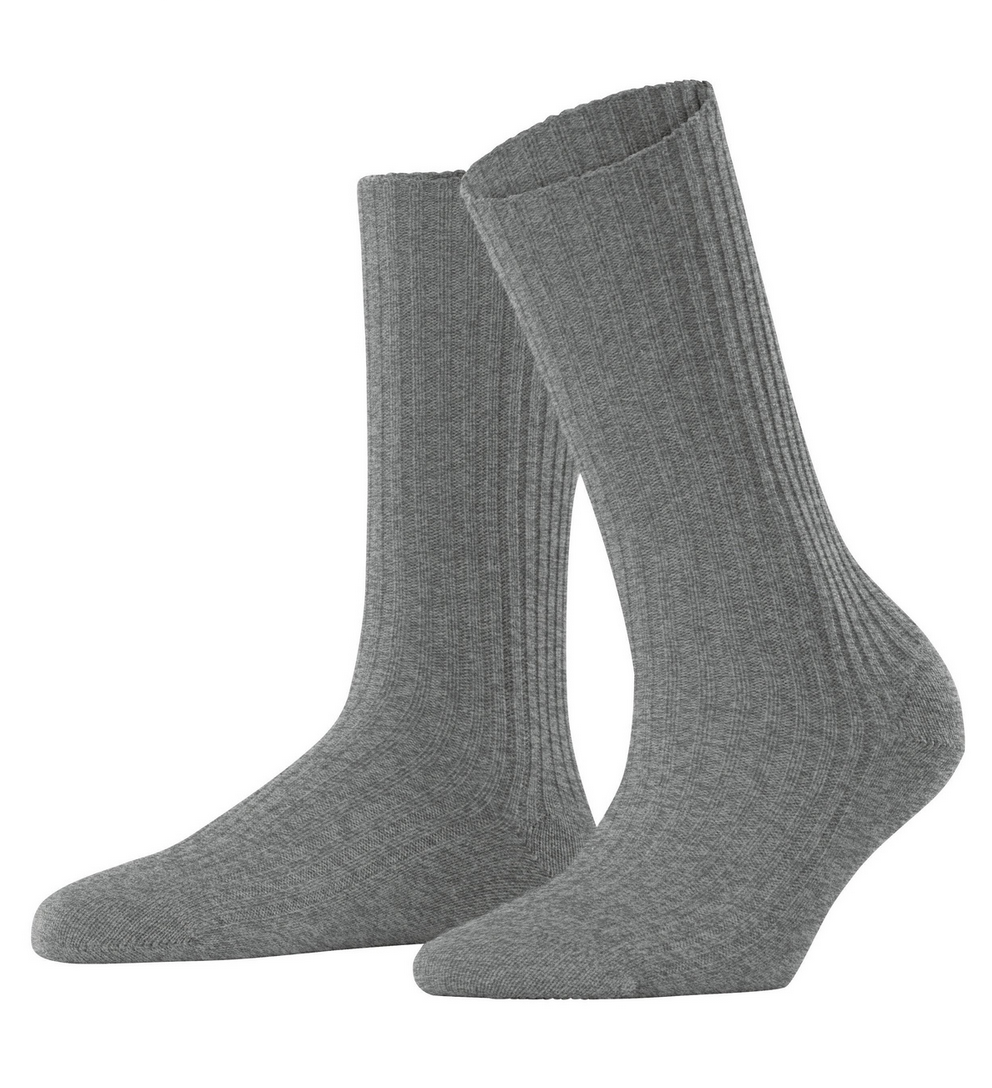 Cosy Wool Ribbed Sock-Socks-FALKE SOCKS-Grey Mel-37/38-Mercantile Portland