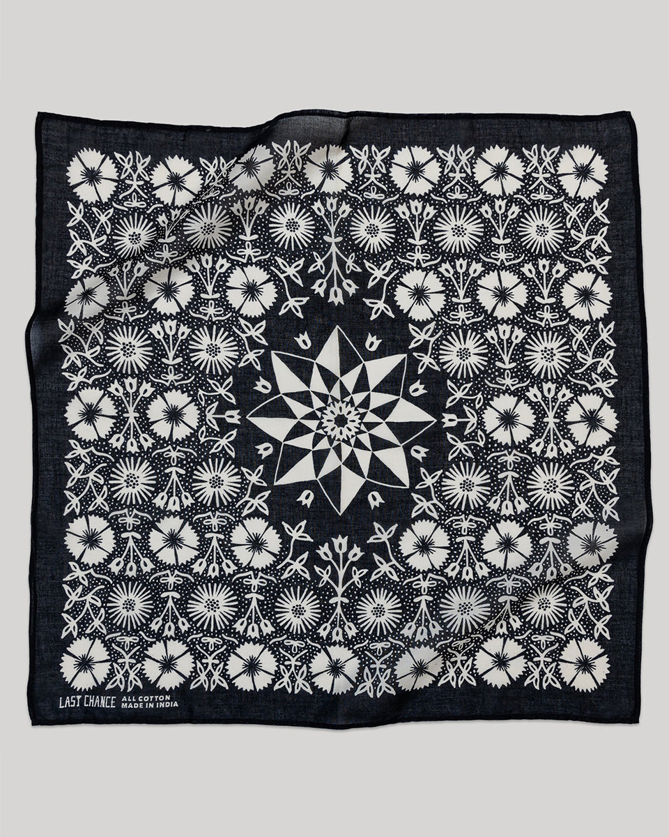 Cotton Aster Bandana – Black-Accessories-Last Chance Textiles-OS-Mercantile Portland