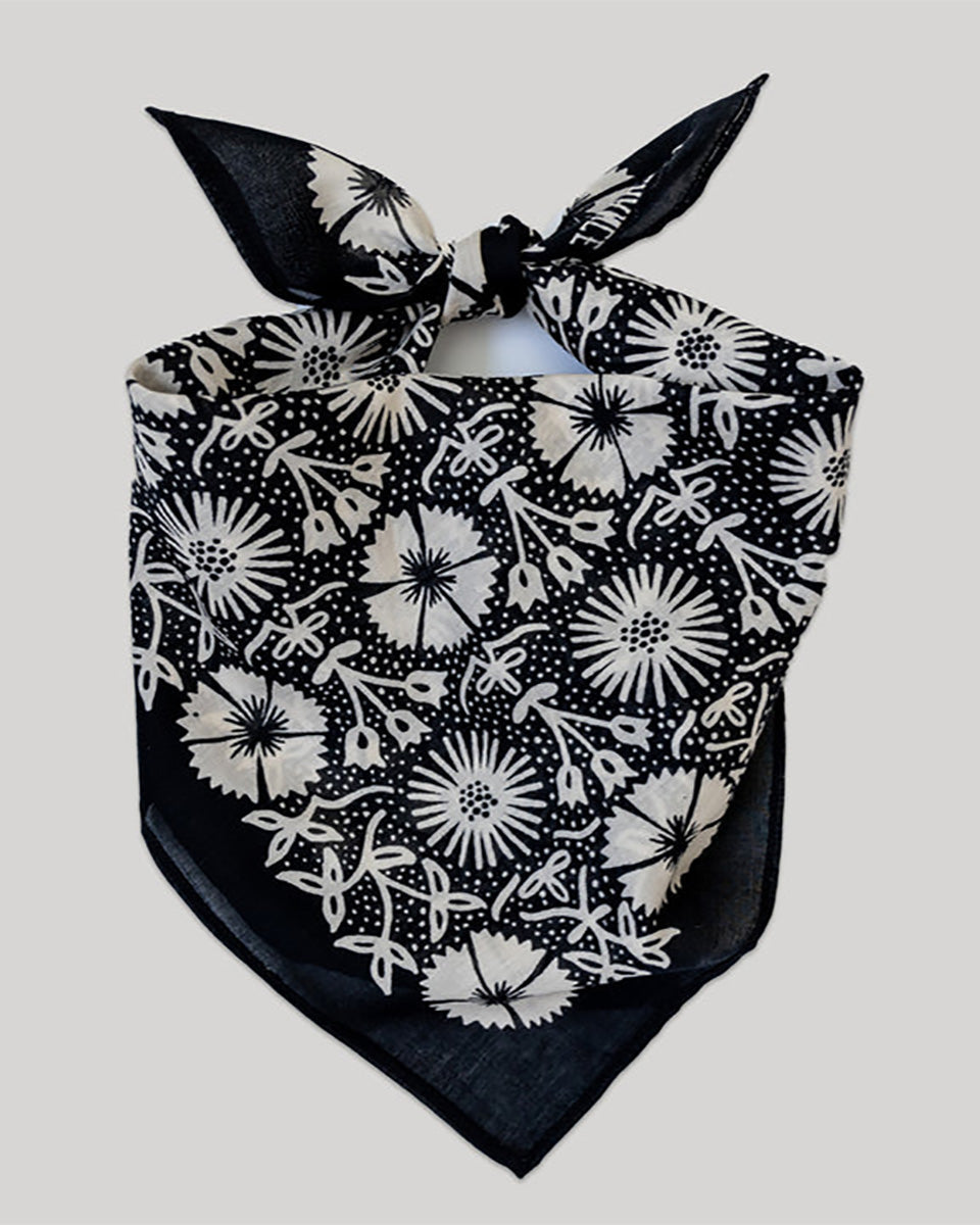 Cotton Aster Bandana – Black-Accessories-Last Chance Textiles-OS-Mercantile Portland