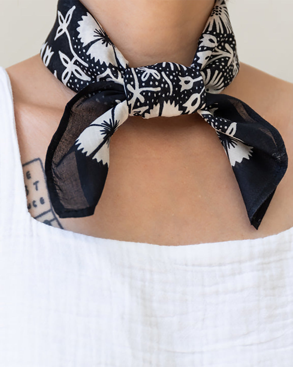 Cotton Aster Bandana – Black-Accessories-Last Chance Textiles-OS-Mercantile Portland