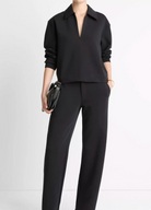 Cotton-Blend Half-Zip Pullover-Sweaters-Vince-Black-XXS-Mercantile Portland