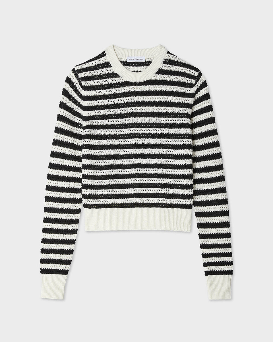 Cotton Blend Mesh Crewneck-Clothing-White + Warren-Tangerine • White + Warren-XS-Mercantile Portland
