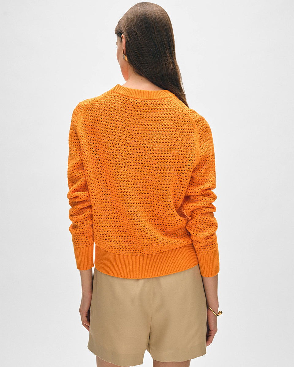 Cotton Blend Mesh Crewneck-Clothing-White + Warren-Tangerine • White + Warren-XS-Mercantile Portland