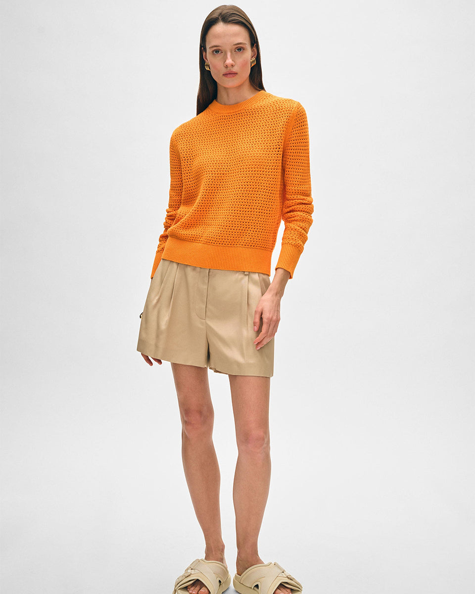 Cotton Blend Mesh Crewneck-Clothing-White + Warren-Tangerine • White + Warren-XS-Mercantile Portland