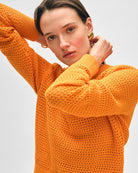 Cotton Blend Mesh Crewneck-Sweaters-White + Warren-Tangerine • White + Warren-XS-Mercantile Portland