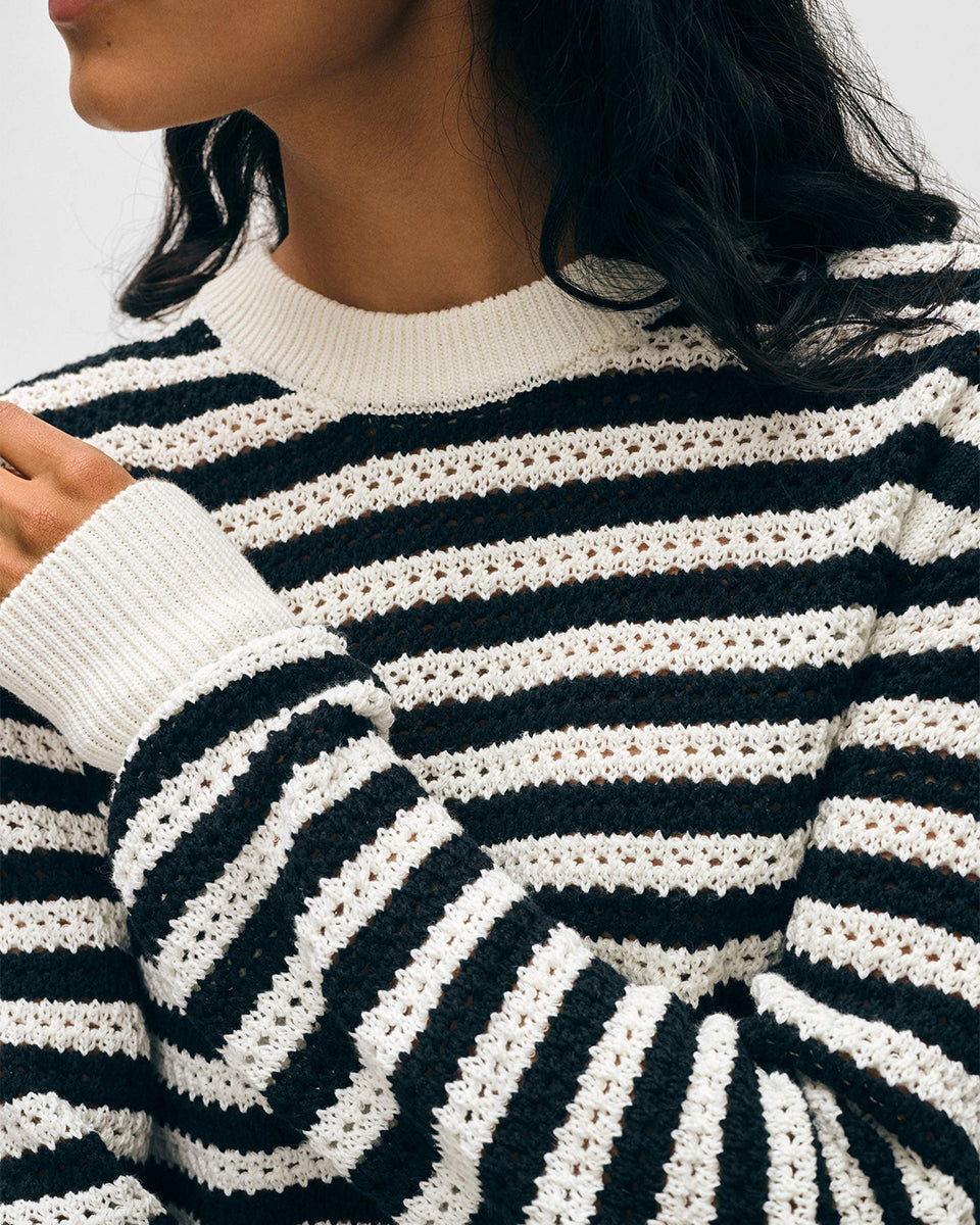 Cotton Blend Mesh Crewneck-Sweaters-White + Warren-Tangerine • White + Warren-XS-Mercantile Portland