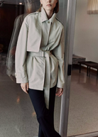 Cotton Blend Short Trench Coat-Jackets-Vince-Light Maiz-S-Mercantile Portland