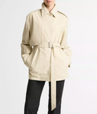 Cotton Blend Short Trench Coat-Jackets-Vince-Light Maiz-S-Mercantile Portland