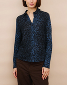 Cotton Cashmere Leopard Novelty Shirt-Shirts-Majestic Filatures-Blue Saphhire-1-Mercantile Portland
