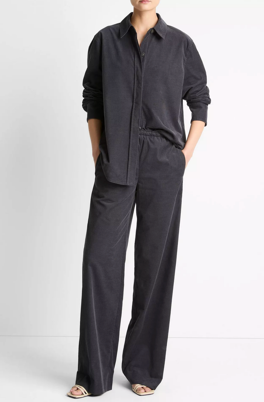 Cotton Corduroy Oversized Shirt-Shirts-Vince-Graphite-XS-Mercantile Portland