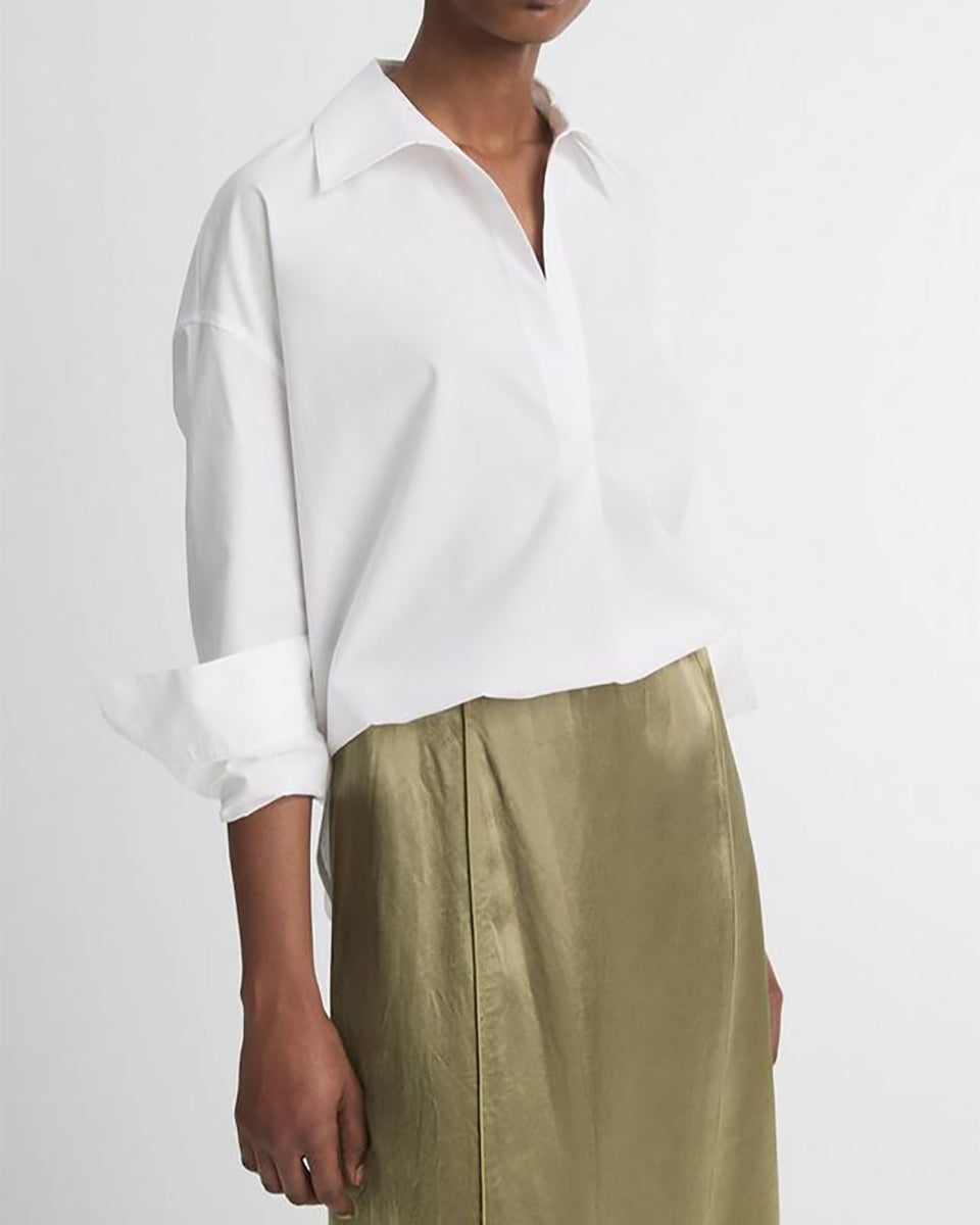 Cotton Half-Placket Shirt-Clothing-Vince-Optic White-XXS-Mercantile Portland