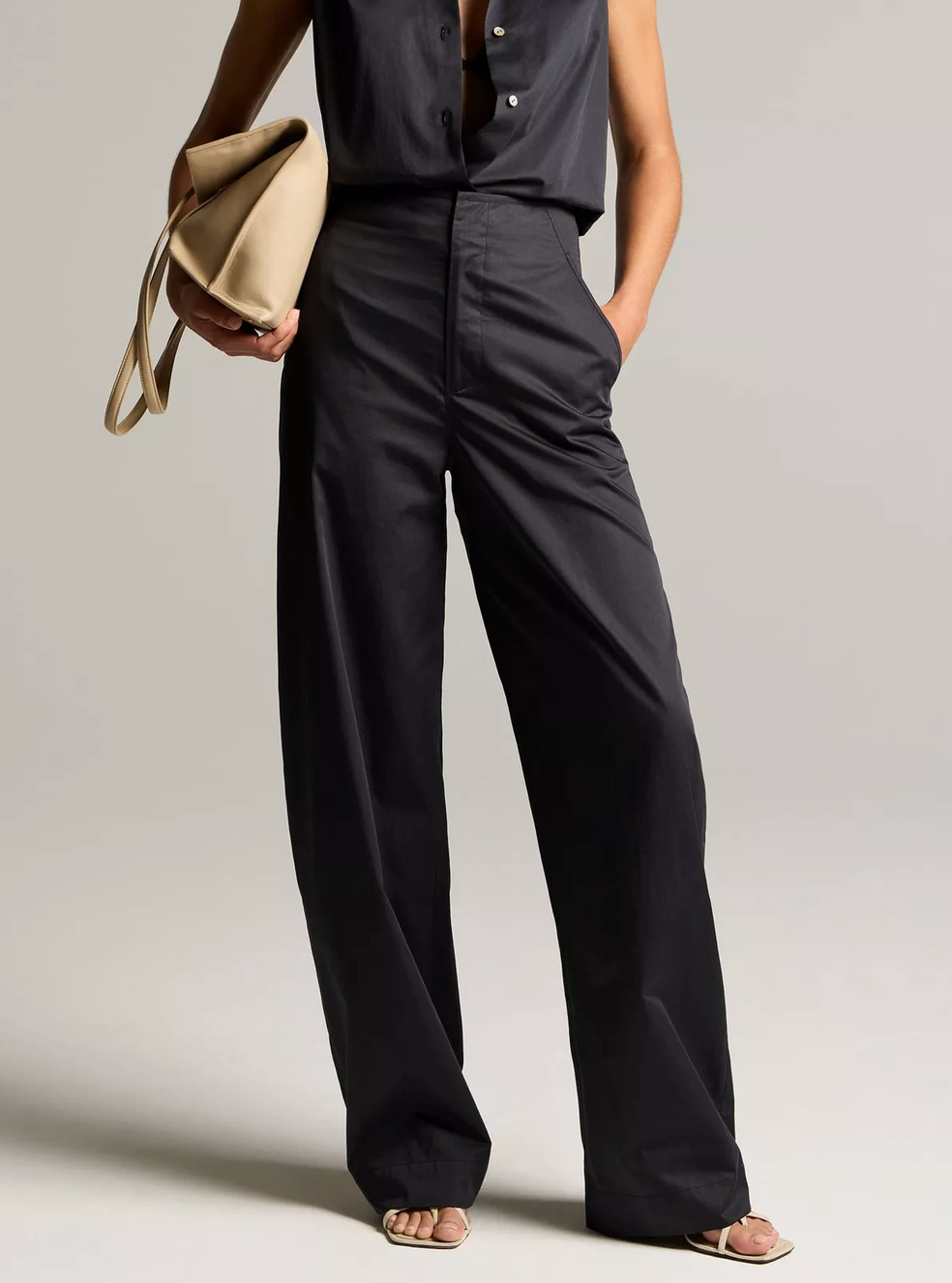 Cotton High-Rise Trouser-Pants-Vince-Ink-2-Mercantile Portland