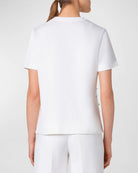 Cotton Jersey T-Shirt with Crystal Studs Embellishments-Shirts-Akris Punto-Cream-2-Mercantile Portland