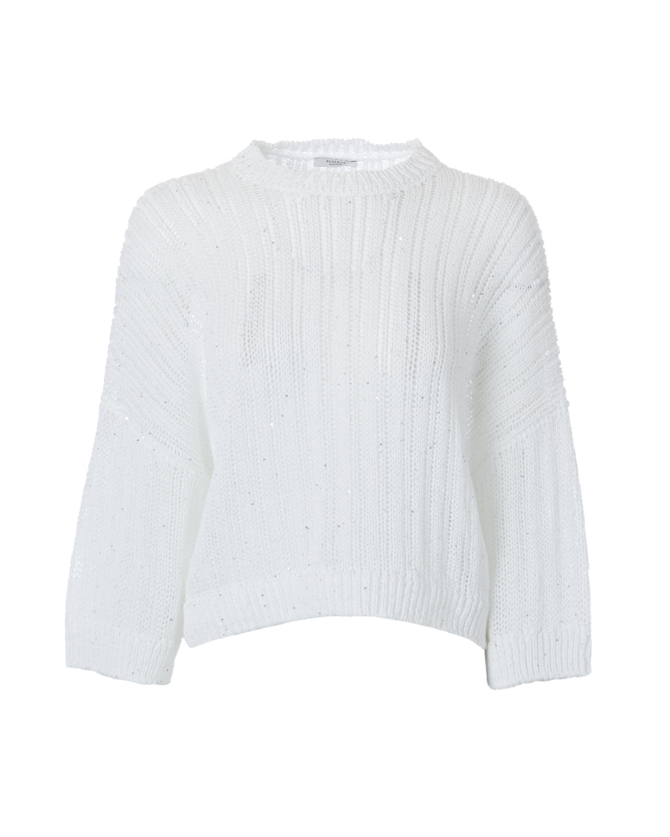 Cotton Knit Sweater-Sweaters-Peserico-Pure White-36-Mercantile Portland