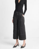 Cotton Mid-Rise Utility Wide Crop Pant-Clothing-Vince-Washed Black-24-Mercantile Portland