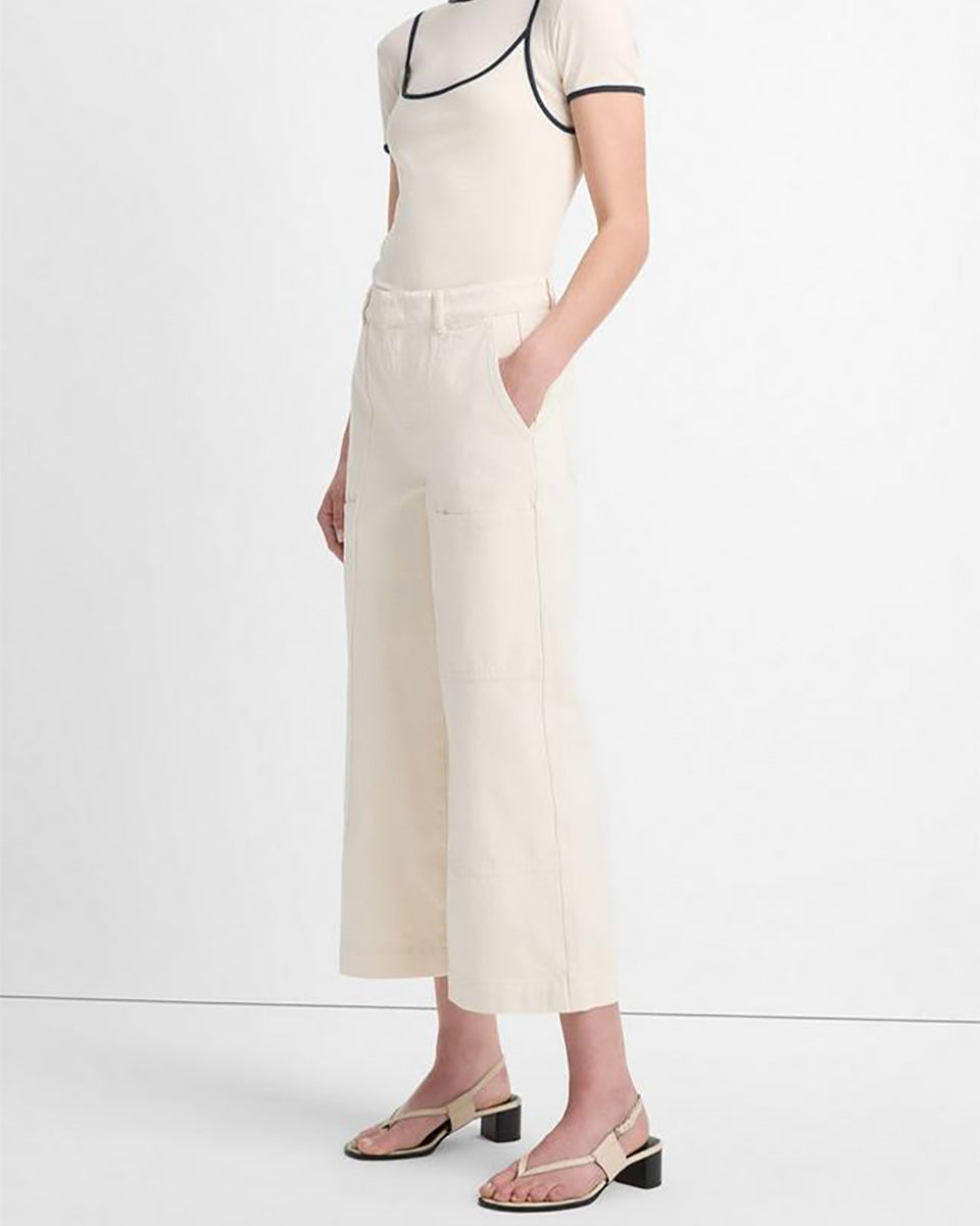 Cotton Mid-Rise Utility Wide Crop Pant-Clothing-Vince-Flaxen-24-Mercantile Portland