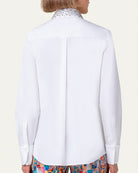 Cotton Poplin Button-Front Blouse with Detachable Crystal and Studs Collar-Clothing-Akris Punto-White-2-Mercantile Portland