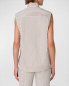 Cotton Seersucker Striped Blouse-Tops-Akris Punto-Cream/Sun/Black • Akris Punto-2-Mercantile Portland