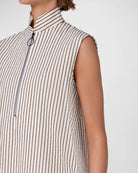 Cotton Seersucker Striped Blouse-Tops-Akris Punto-Cream/Sun/Black • Akris Punto-2-Mercantile Portland
