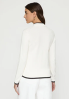 Cotton-Silk Tape Tipped Stand Collar Cardigan-Clothing-Lafayette 148-Cloud-XS-Mercantile Portland
