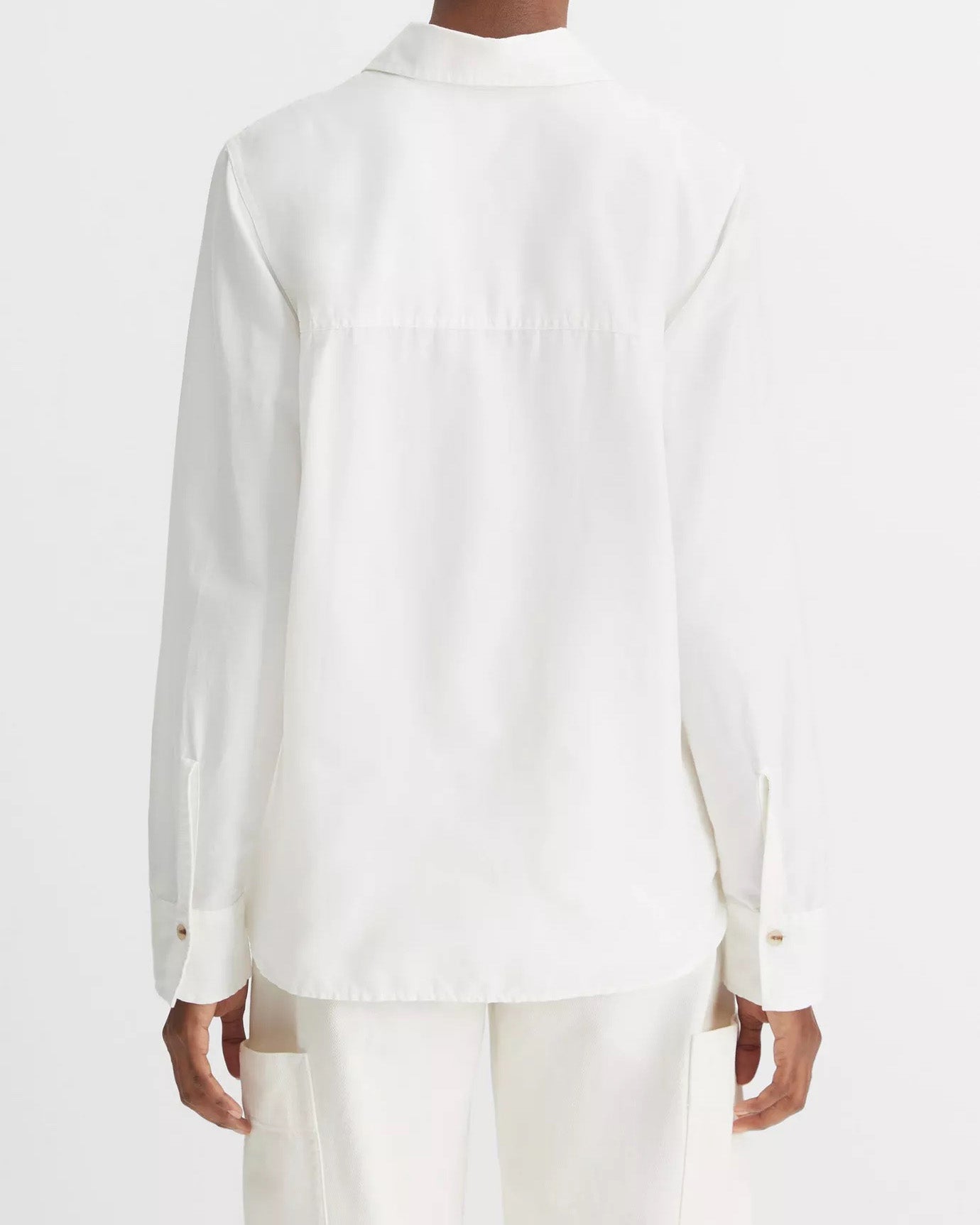 Cotton-Silk Utility Long-Sleeve Shirt-Shirts-Vince-Optic White • Vince-XXS-Mercantile Portland
