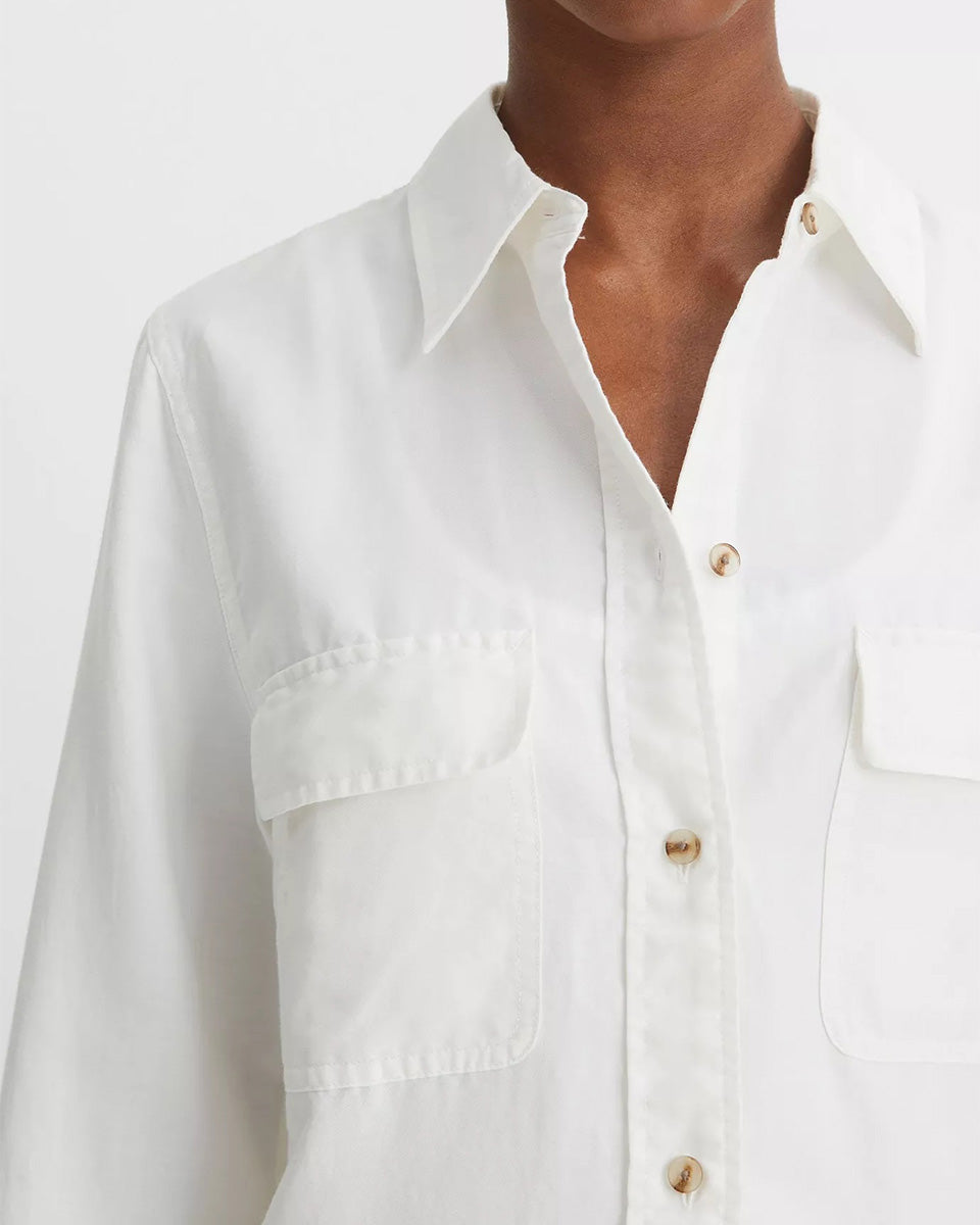 Cotton-Silk Utility Long-Sleeve Shirt-Shirts-Vince-Optic White • Vince-XXS-Mercantile Portland