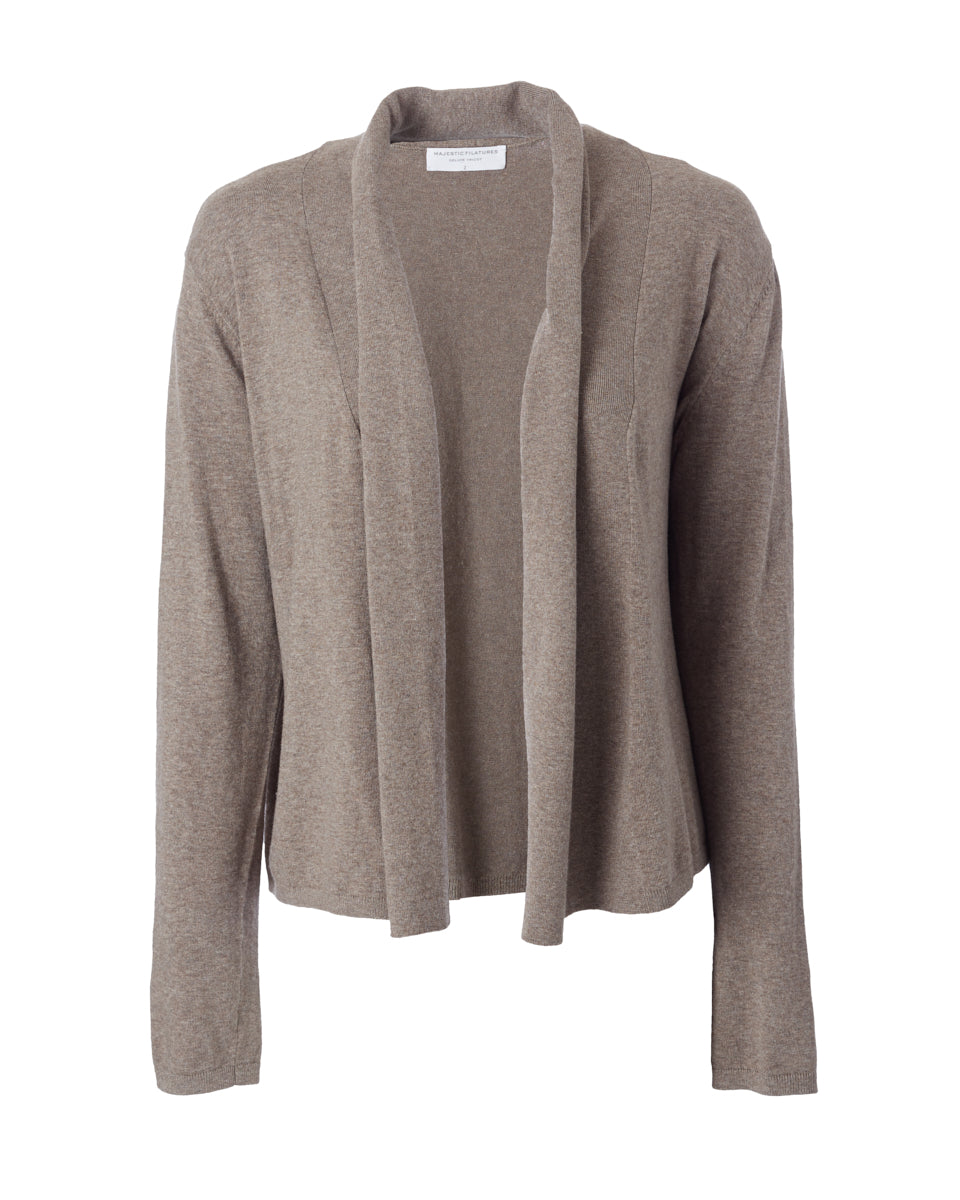 Cotton Stretch Knit Cardigan-Sweaters-Majestic Filatures-Ecorce-1-Mercantile Portland