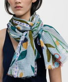 Cotton/Silk Stole in Silver-Scarves and Wraps-Épice-Silver Print-OS-Mercantile Portland