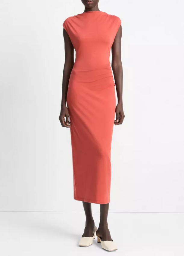 Cowl Neck Muscle Tee Dress-Clothing-Vince-Brick Rose-XXS-Mercantile Portland