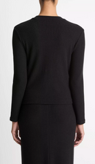 Cozy Rib High V-Neck Top-Sweaters-Vince-Black-XXS-Mercantile Portland