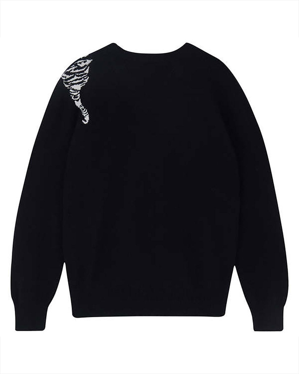 Creeping Tiger Cashmere Sweater-Sweaters-Jumper 1234-Black/Cream • Jumper 1234-1-Mercantile Portland